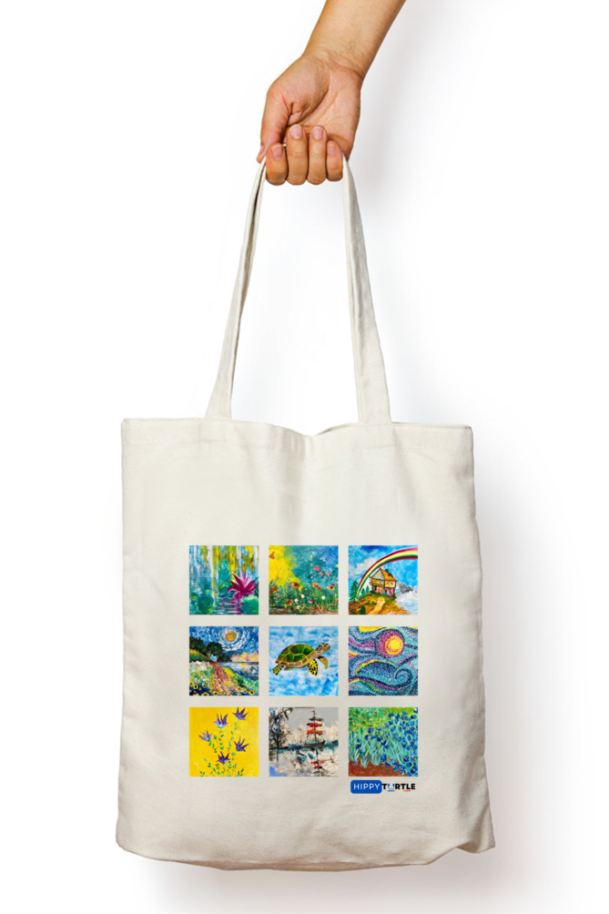 Unisex Tote Bag with Zipper - Multi Art