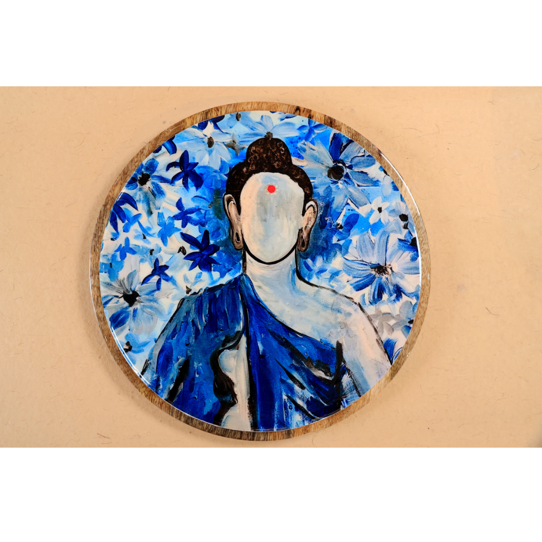 Round Platter - Buddha in Blue
