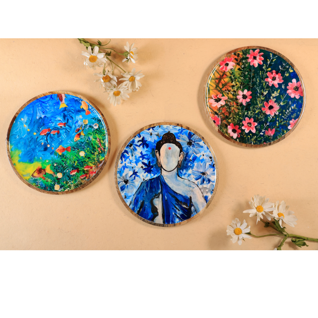 Round Platter - Buddha in Blue