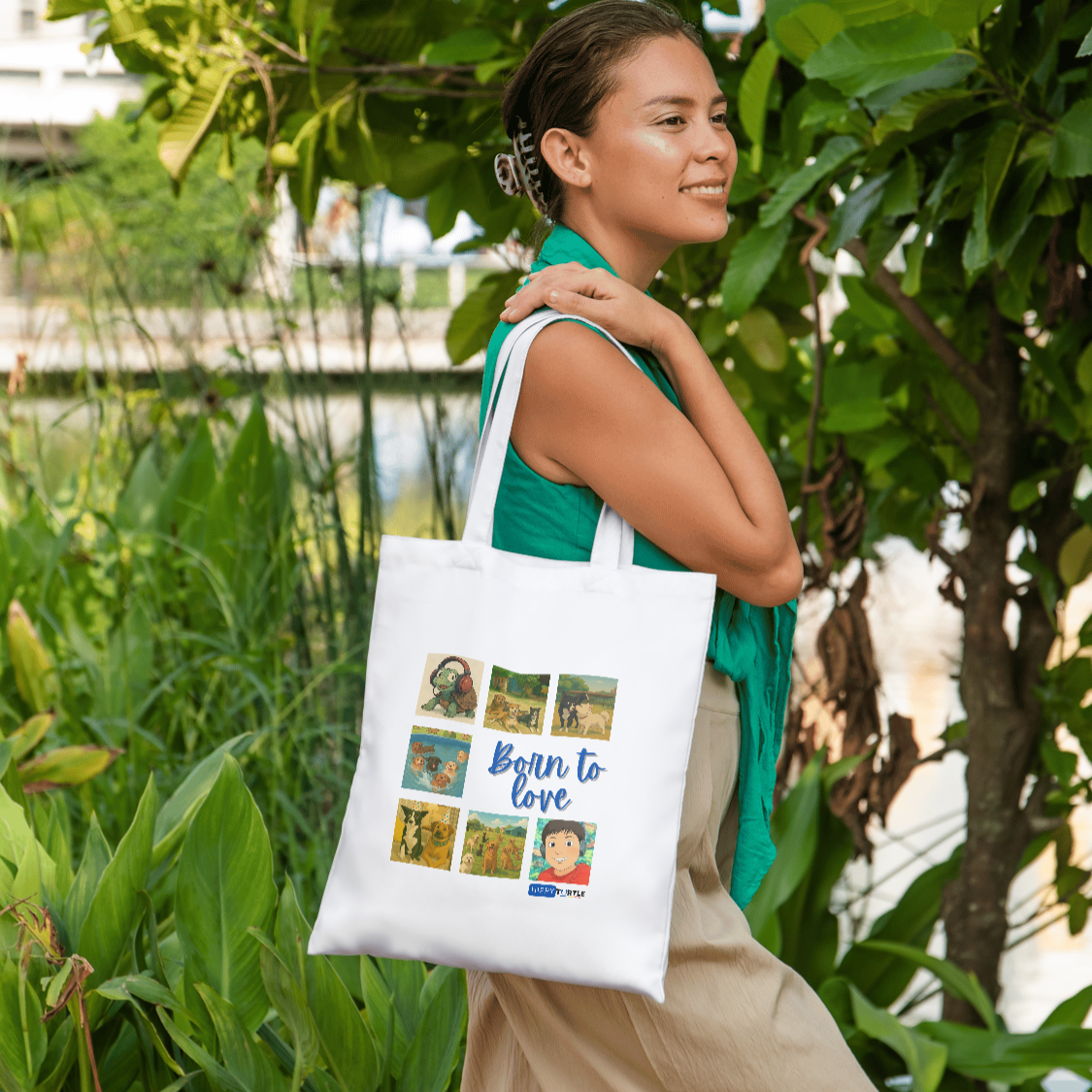 Unisex Tote Bag with Zipper - Born to Love