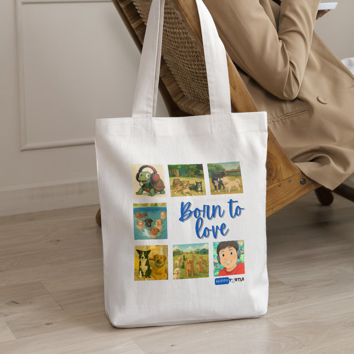 Unisex Tote Bag with Zipper - Born to Love