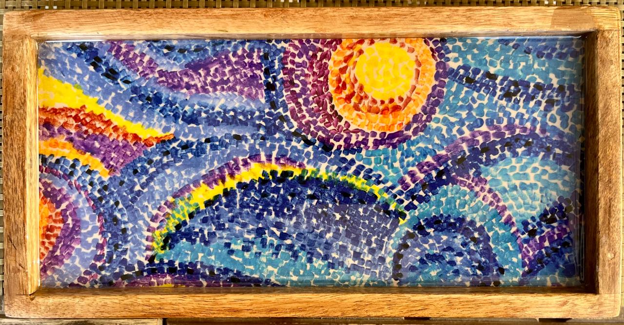 Small Rectangular Tray - Blue Waves