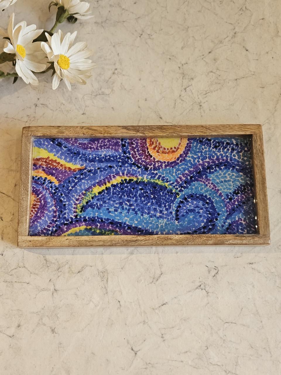 Small Rectangular Tray - Blue Waves