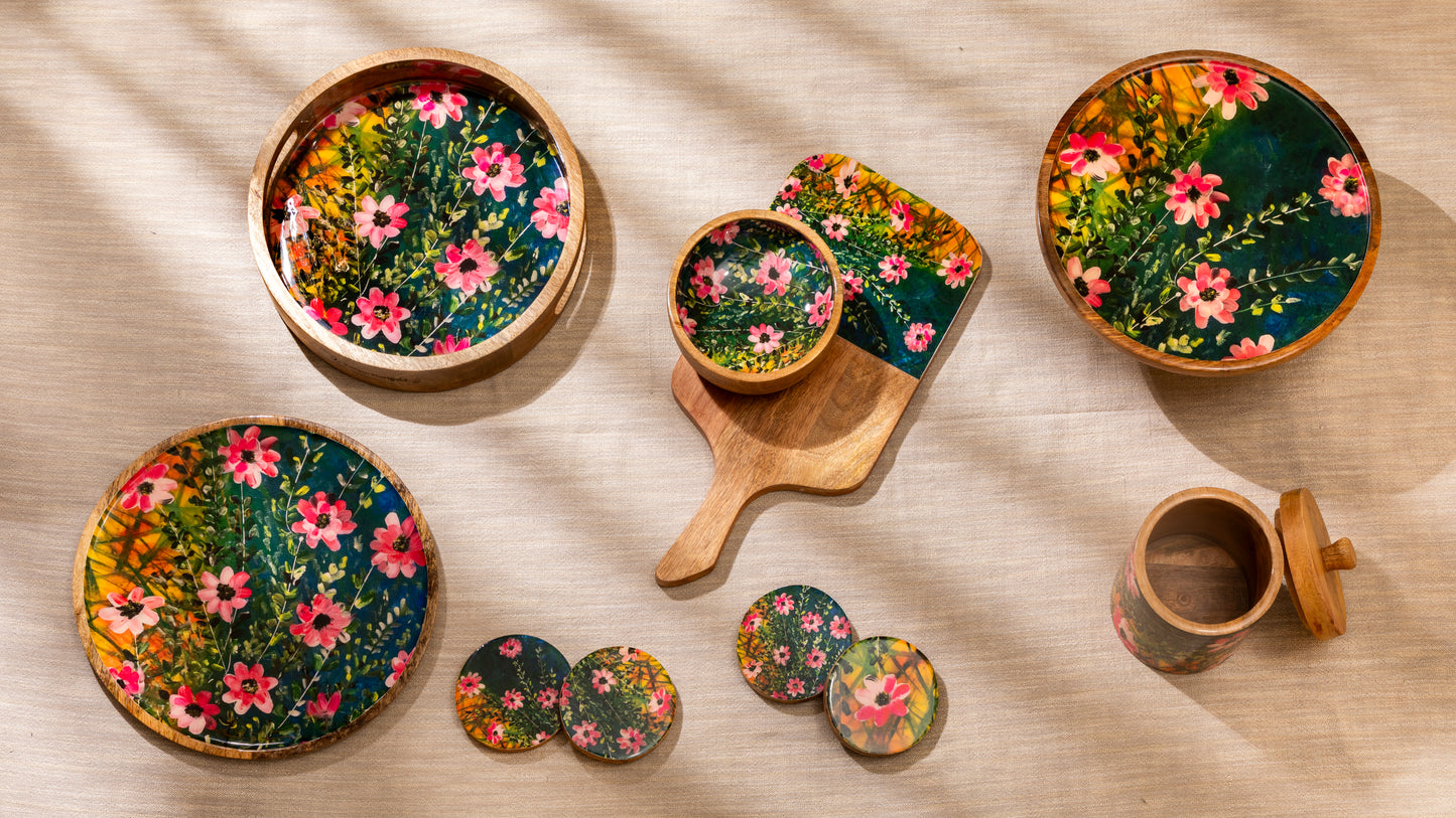 Round Tray -  Pink Dogwood