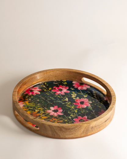 Round Tray -  Pink Dogwood