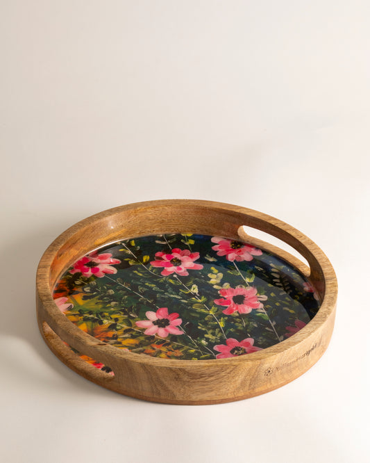 Round Tray -  Pink Dogwood