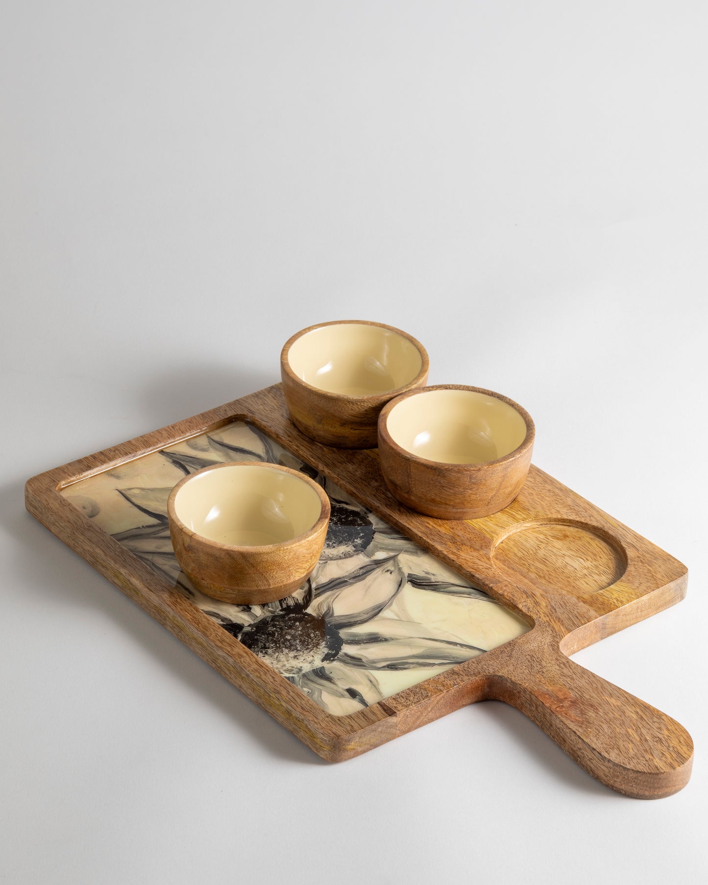 3 Bowl Platter White Sunflower