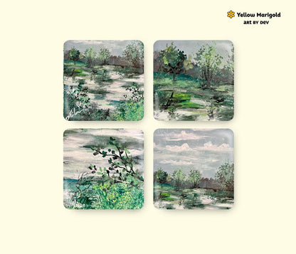 Square Coasters  - Tranquil Wetlands