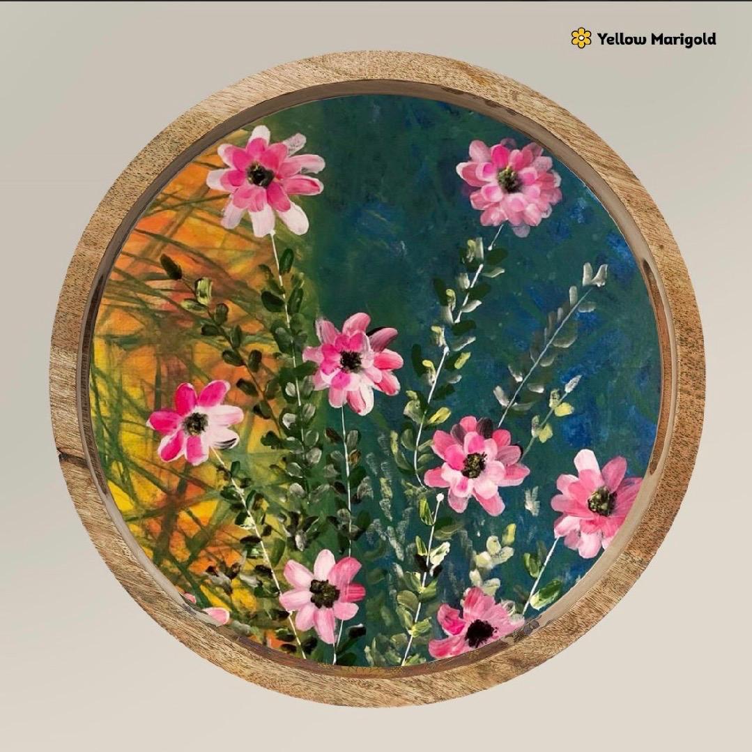 Round Tray -  Pink Dogwood