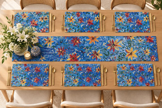 Table Runner & Placemat Combo - Blue Sunflower