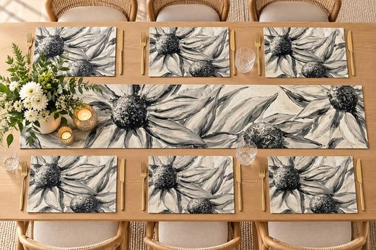 Table Runner & Placemat Combo - White Sunflower