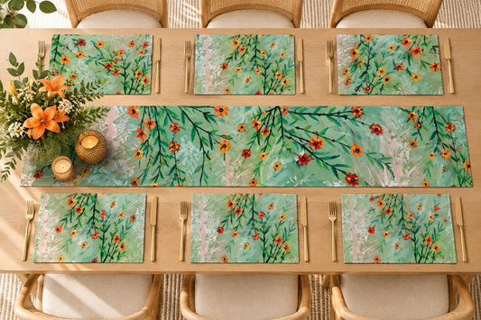 Table Runner & Placemat Combo - Orange Blossoms